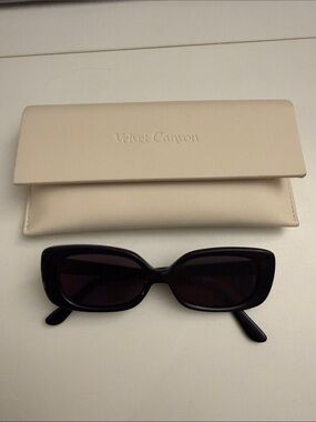 Velvet Canyon Zou Bisou in Black Rectangular Sunglasses with Case